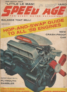 SPEED AGE 1958 FEB - BILL FRANCE, NEW RAMBLERS, PLYMOUTH & ENGINES*